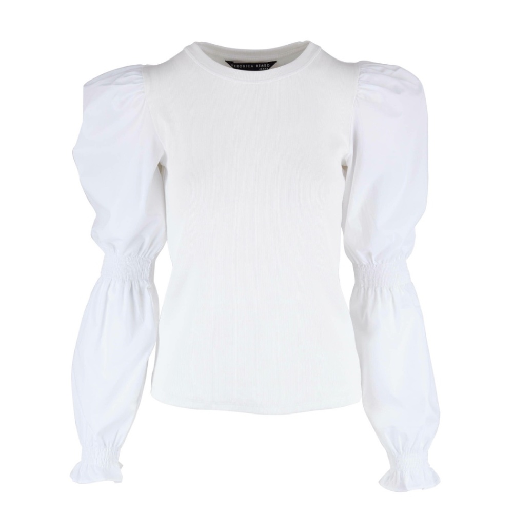 VERONICA BEARD Fawn White Puff Sleeve Top - Size S